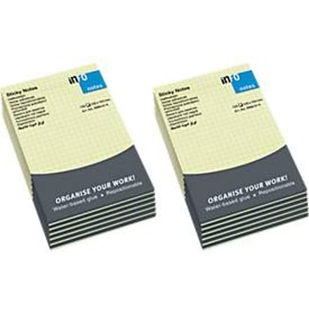 INFO zelfklevende notitieblaadjes, geruit, 100 mm x 150 mm, 12 x 100 vellen