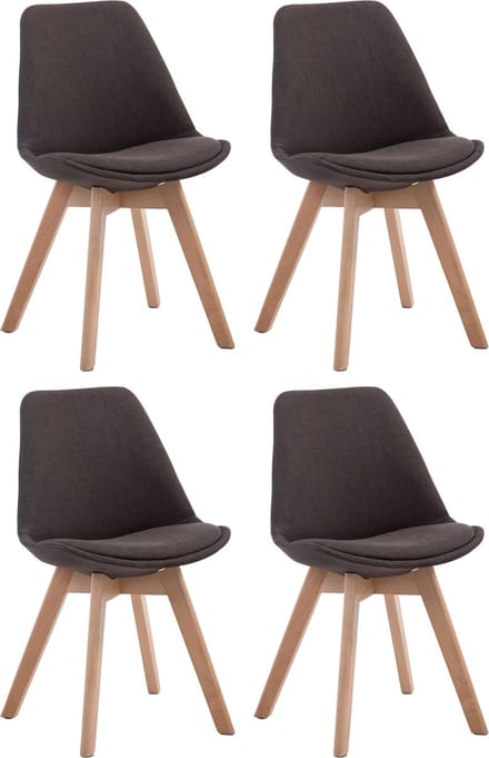 CLP Borneo V2 Set van 4 eetkamerstoelen - Stof donkergrijs natura