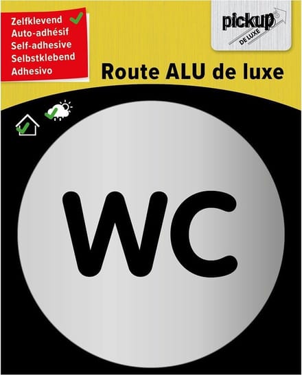 Pickup route rond diameter brushed alu WC - toilet - tekst rond diameter 80 mm