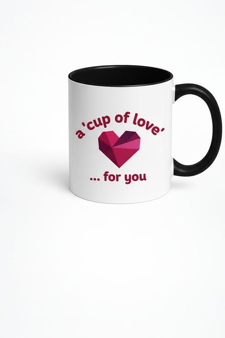 Witte Mok 'A Cup of Love' met Geometrisch Hart - Liefdevol Cadeau