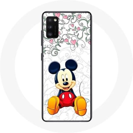 Coque Samsung Galaxy A41 Mickey Mouse Fleurs Cœurs