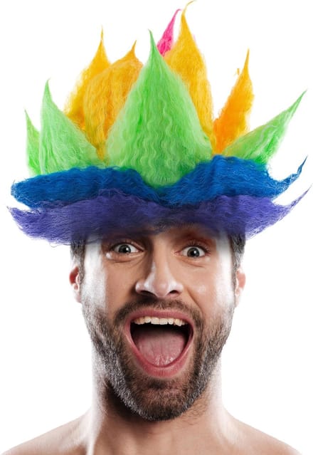 Pruik 10.000 Volt multi color - verkleed feestje - carnaval