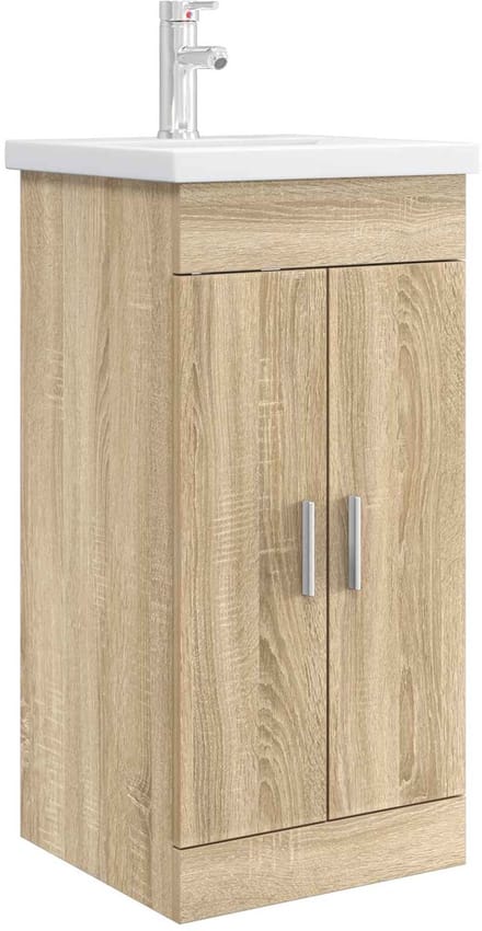 vidaXL - Badkamer - Vanity - met - Wastafel - Sonoma - Eiken - 42 - x - 40 - x - 84,5 - cm