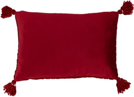 J-Line kussen Gehaakt Kwast Acryl - polyester - rood