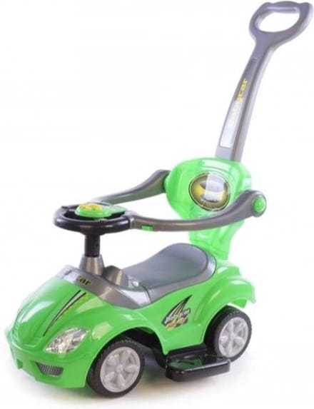Loopauto - 3 in 1 - Met Duwstang - Groen