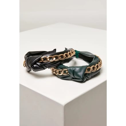 Urban Classics - With Chain 2-Pack Haarband - Zwart/Groen