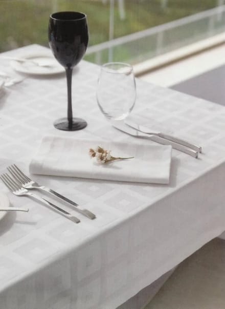 6 Witte blok damast servetten - 50x50 cm - Hotelkwaliteit: 250 gr/m2 - katoen
