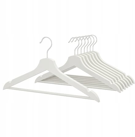 Houten Kleerhangers 8 Stuks - Wit, 43 cm Breed