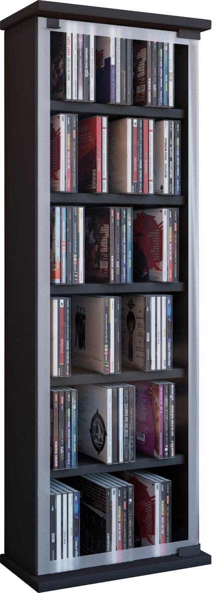 Houten CD DVD-standaard Plankkast Opbergstandaard Klassiek Glazen deur