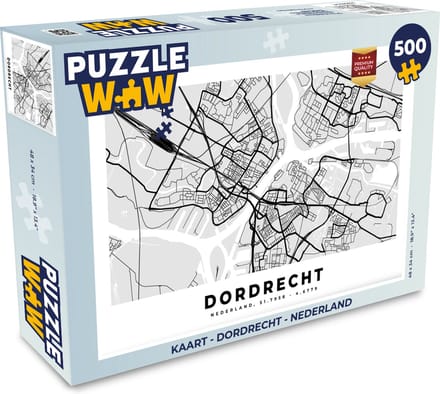 Puzzel Kaart - Dordrecht - Nederland - Legpuzzel - Puzzel 500 stukjes