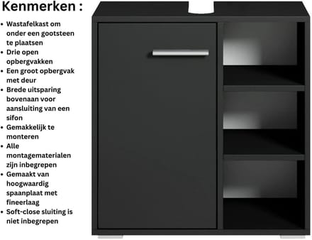 VELTRR® Wastafelonderkasten - Badkamerkast - Wastafelmeubel