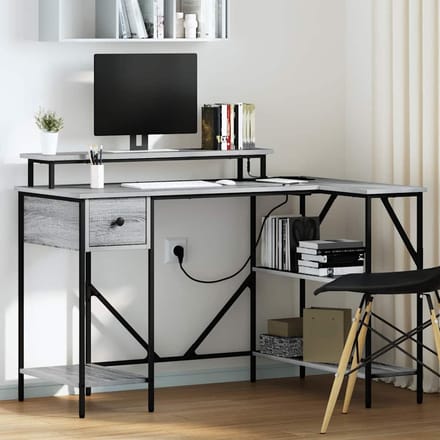 vidaXL - Bureau - Grijs - Sonoma - 120 - x - 79 - x - 86,5 - cm - Bewerkt - hout