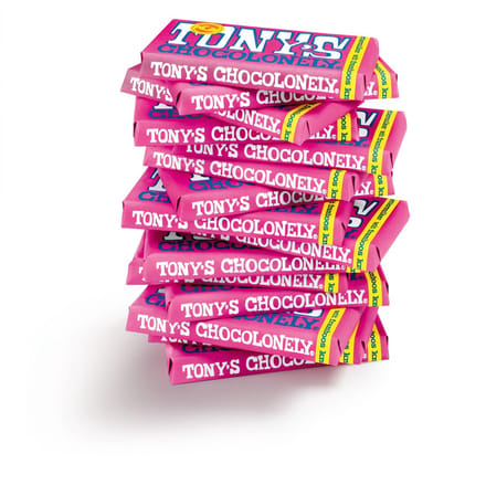 Tony's Chocolonely Witte Chocolade Reep Framboos Knettersuiker 15 x 180 gram Chocola