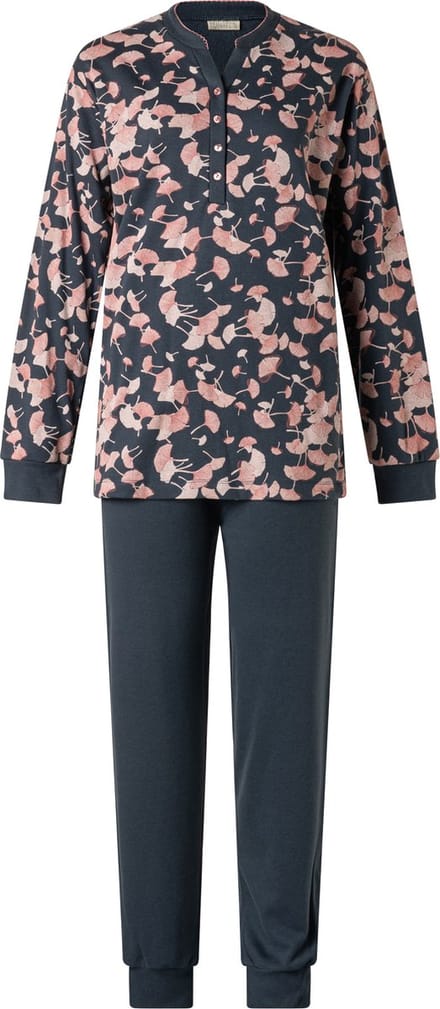 Lunatex - extra dikke dames pyjama interlock 124201 - print-top - blauw - maat L