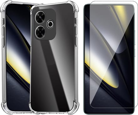 Hoesje geschikt voor Poco F6 - Screenprotector Glas - Shockproof Transparant