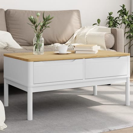 vidaXL - Salontafel - FLORO - 99x55,5x45 - cm - massief - grenenhout - wit