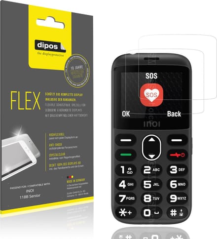 dipos – 2x Beschermfolie geschikt voor INOI 118B Senior | 3D Full Cover Screenprotector | 100% Passend
