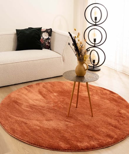 Velours vloerkleed rond - Flair terracotta 200