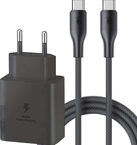 Usb C Snellader - Usb C Oplader - Snellader 45w - Super Snel Laden geschikt voor Samsung - Usb C Adapter met Oplaadkabel 3 Meter