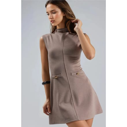 Mini-jurk met staande kraag en zakdetails