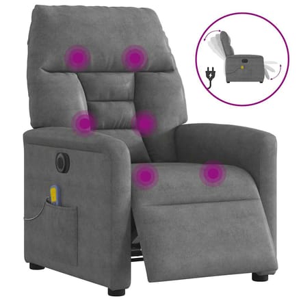 vidaXL - Massagestoel - elektrisch - verstelbaar - microvezelstof - donkergrijs