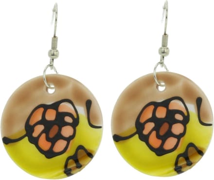 Behave - Schelpen oorbellen bloem geel oranje - Boho stijl - 5 cm