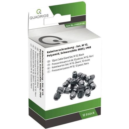 Quadrios 2102CA126 Wartel assortiment Waterdicht M12 M12 PA66 Zwart 1 set(s)