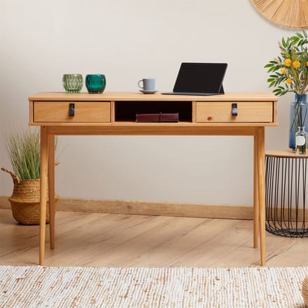 KIM-bureau met 2 lades van massief hout - eikenkleuren