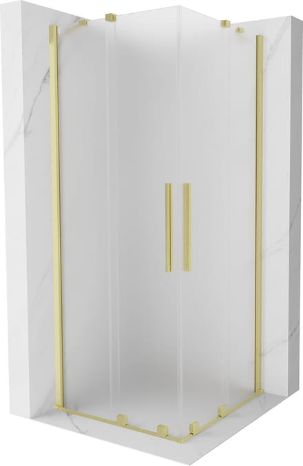 Mexen Velar Duo schuifdouchecabine 80 x 80 , ijs, geborsteld goud - 871-080-080-32-55
