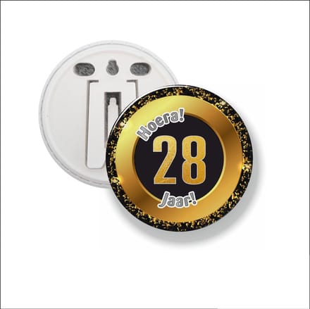 Button Met Clip 58 MM - Hoera 28 Jaar