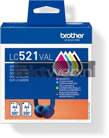 Brother LC521 Value Pack - 4-pack - black yellow cyan magenta - original - ink cartridge