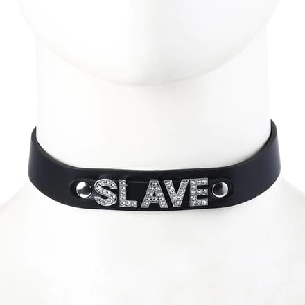 Smart Moves - Collar met Strass Letters SLAVE - Zwart