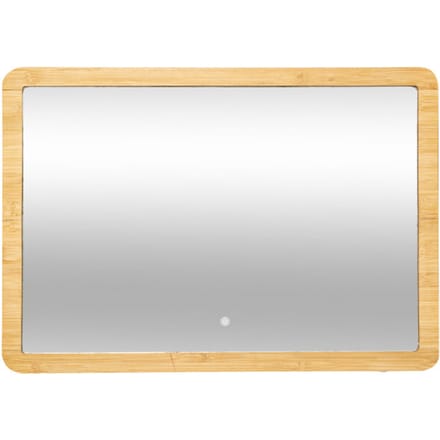 Bamboe Wandspiegel Rechthoek met LED verlichting 47x66 cm - Bruin