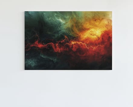 Canvas Schilderij - Abstract - Oranje - Wanddecoratie - 90x60x2 cm
