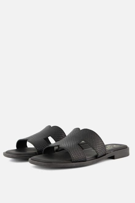 Oh My Sandals Oh My Sandals Slippers zwart Leer