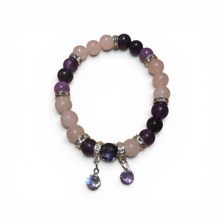Edelsteen armband (rozenkwarts - amethist)