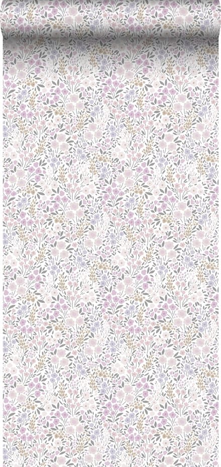 ESTAhome behang bloemetjes lila paars - 53 cm x 10.05 m - 139534