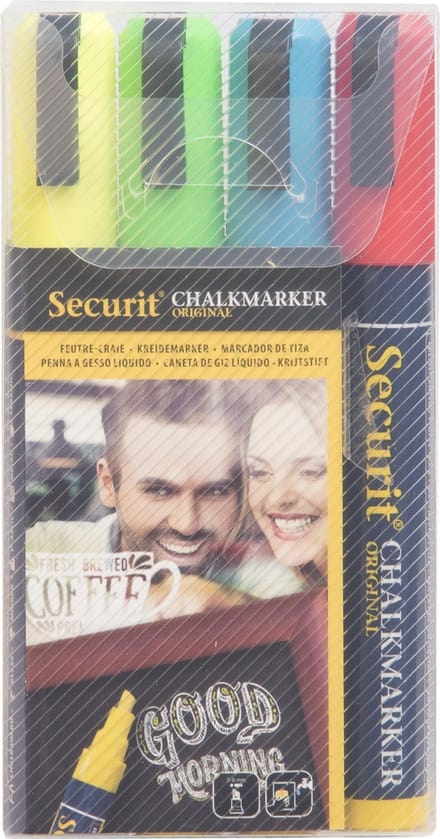 Securit® Original krijtstiftenset van vier stuks in diverse kleuren