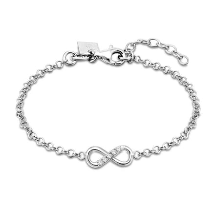 Twice As Nice Armband in zilver, infinity, steentjes 16cm+3cm