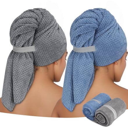 Allecto - Microvezel haarhanddoek wrap - Sneldrogend - Blauw - Super