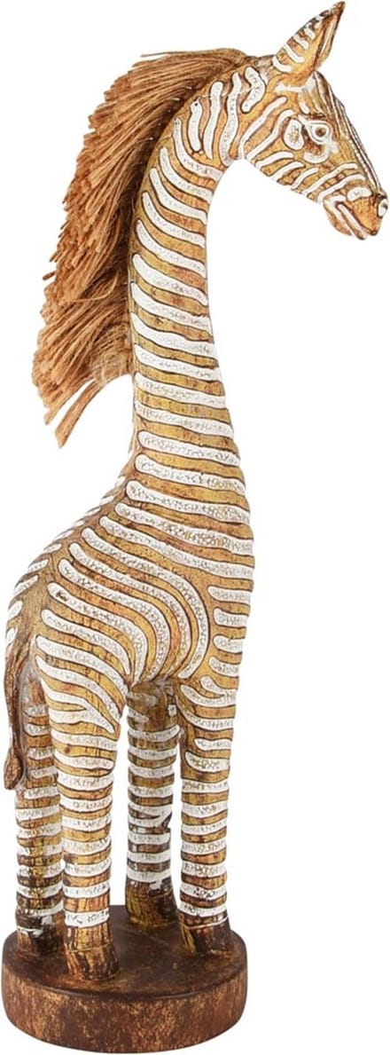 Dekoratief | Zebra staand, bruin/wit, resina/jute, 11x8x32cm | A250797