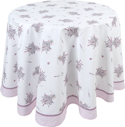 Clayre & Eef Tafelkleed Ø 170 cm Wit Paars Katoen Lavendel
