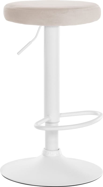 CLP Ponte Barkruk - Rond - Verstelbaar - Voetsteun - Velvet - Fluweel - wit/creme