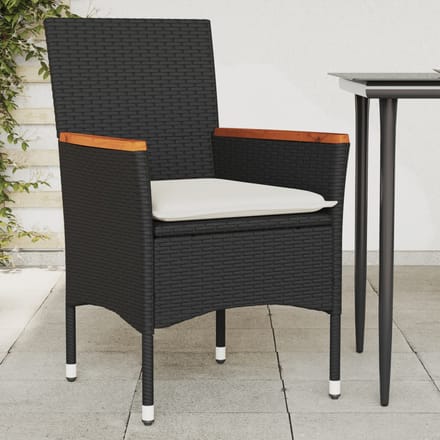 vidaXL - Tuinstoelen - 2 - st - met - kussens - poly - rattan - zwart