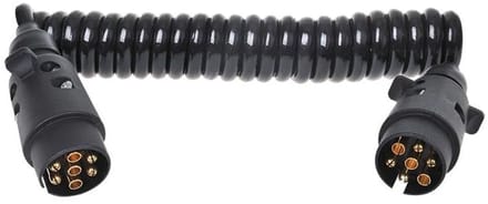ProPlus Spiraalkabel 3 m – Voor aanhanger, caravan en trailer – 2x 7-polige PVC-stekker – Zwart