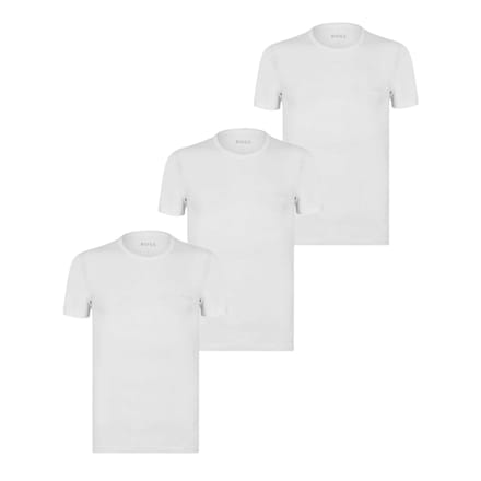 Boss Heren Klassiek Effen T-shirt met korte mouwen (3-pack) (Wit)