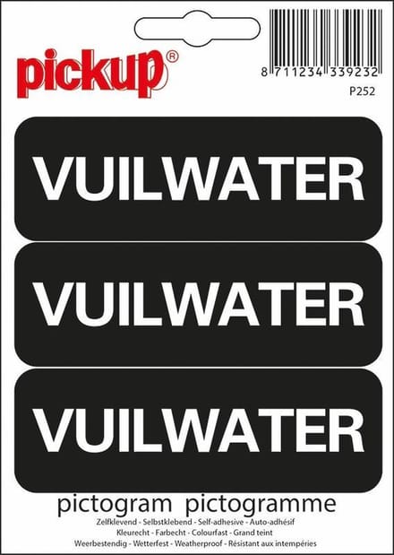 Pickup Pictogram 10x3,3 cm - Vuilwater 3x vuil water