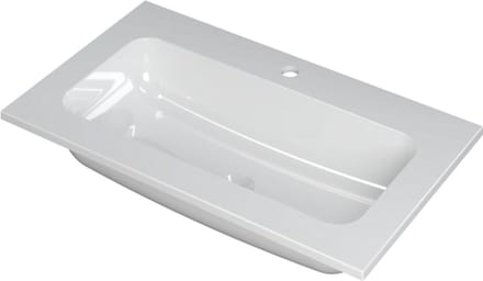 INK® Faktor wastafel polystone centraal met 1 kraangat, 80x45x1,5cm, glans wit