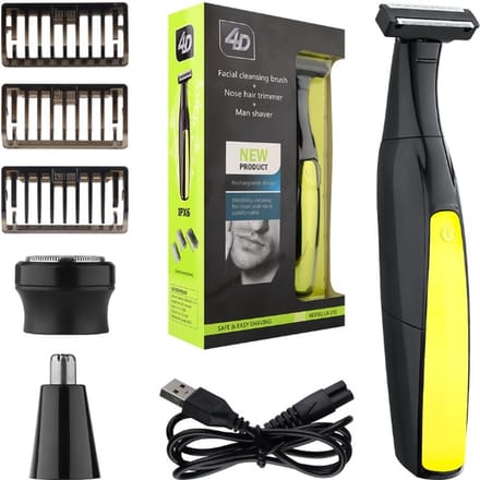 Scheerapparaat mannen- trimmer-oplaadbare baardtrimmer, waterdicht scheermes professionele haarscheermachine verzorging scheerblad (zwart)