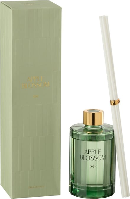 J-Line geurstokjes Apple Blossom - glas - groen